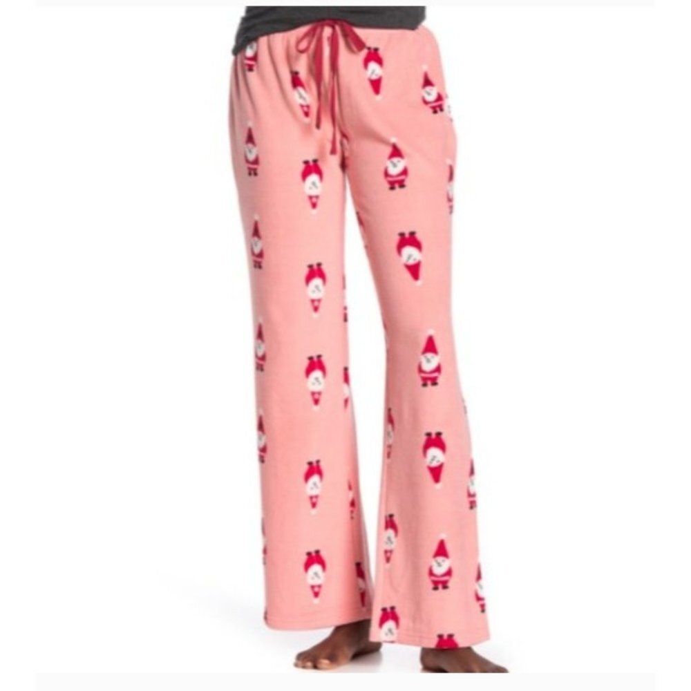 FREE PRESS Nordstrom Santa Clause Pink Fleece PJ PANTS Xmas Lounge NEW LARGE XS